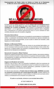 “No a la monarquia Michel": Pueblo Unido de Vallarta