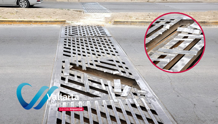 Peligrosa alcantarilla dañada pone en riesgo a conductores en avenida México