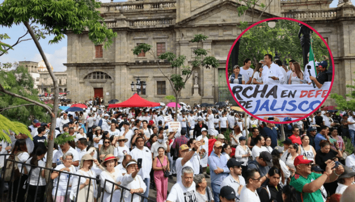 Jaliscienses marchan en defensa del triunfo electoral de Pablo Lemus