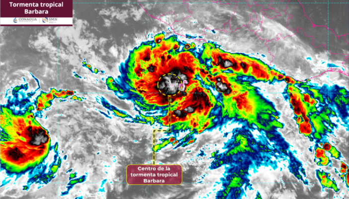 Tormenta Tropical Barbara se intensifica y se acerca a la categoría de Huracán | Foto Conagua