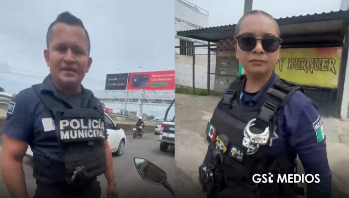 Polícias de Bahía de Banderas son exhibidos tras chocar contra un motociclista