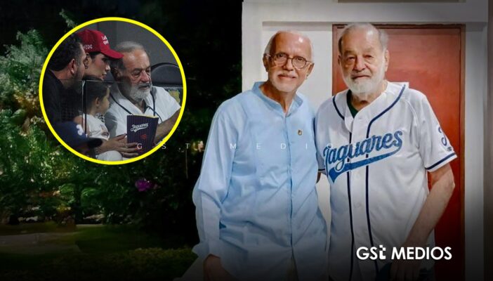 Carlos Slim asiste a partido de los Jaguares de Nayarit en compañía de Miguel Ángel Navarro y Geraldine Ponce