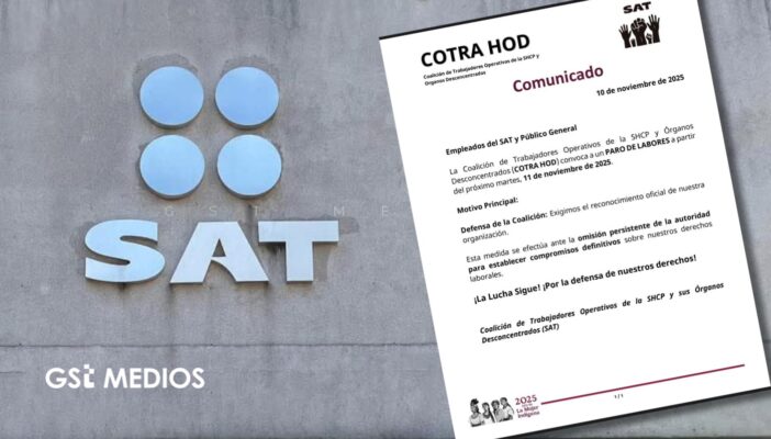 Trabajadores del SAT realizan paro nacional este 11 de noviembre