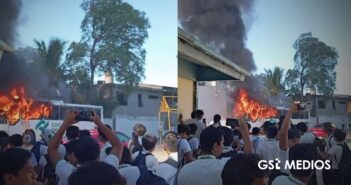Estudiantes del Conalep Tabasco incendian autobús tras ser dados de baja del programa de Becas Benito Juárez