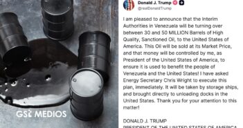 Donald Trump anuncia que Venezuela entregará hasta 50 millones de barriles de petróleo a Estados Unidos
