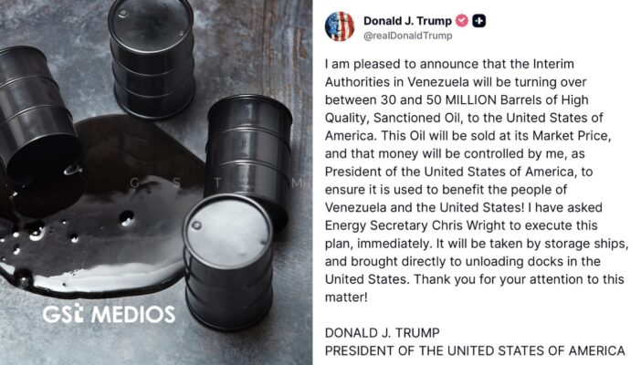 Donald Trump anuncia que Venezuela entregará hasta 50 millones de barriles de petróleo a Estados Unidos