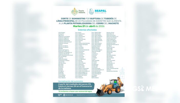 Puerto Vallarta se quedarán sin agua por más de un día