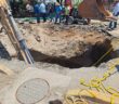 Continúan trabajos para reparar gran socavón en la avenida Prisciliano Sánchez