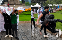 Causa indignación: aficionados usan lona de desaparecidos para cubrirse de la lluvia