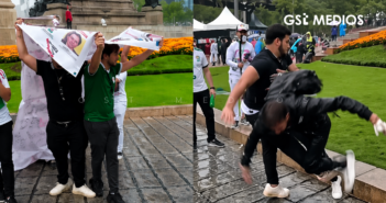Causa indignación: aficionados usan lona de desaparecidos para cubrirse de la lluvia