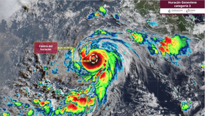 Genevieve ya es huracán categoría 3; Jalisco emite aviso por oleaje elevado