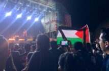 Colectivo Bahía x Palestina se manifiesta durante concierto de James Maslow en la Zona Fan