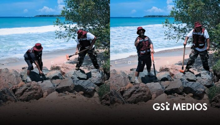 Ciudadanos intentan retirar escollera de Playa Las Cocinas