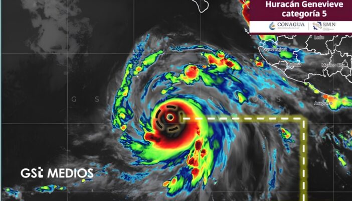 Huracán Genevieve alcanza categoría 5; prevén lluvias y vientos para Jalisco y Nayarit