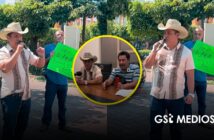 Movimiento del sombrero en Nayarit se manifiesta ante mala calidad del agua frente a la presidencia municipal en Tepic