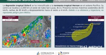 La depresión tropical Ocho-E se intensifica a tormenta tropical Hernán en el Pacífico