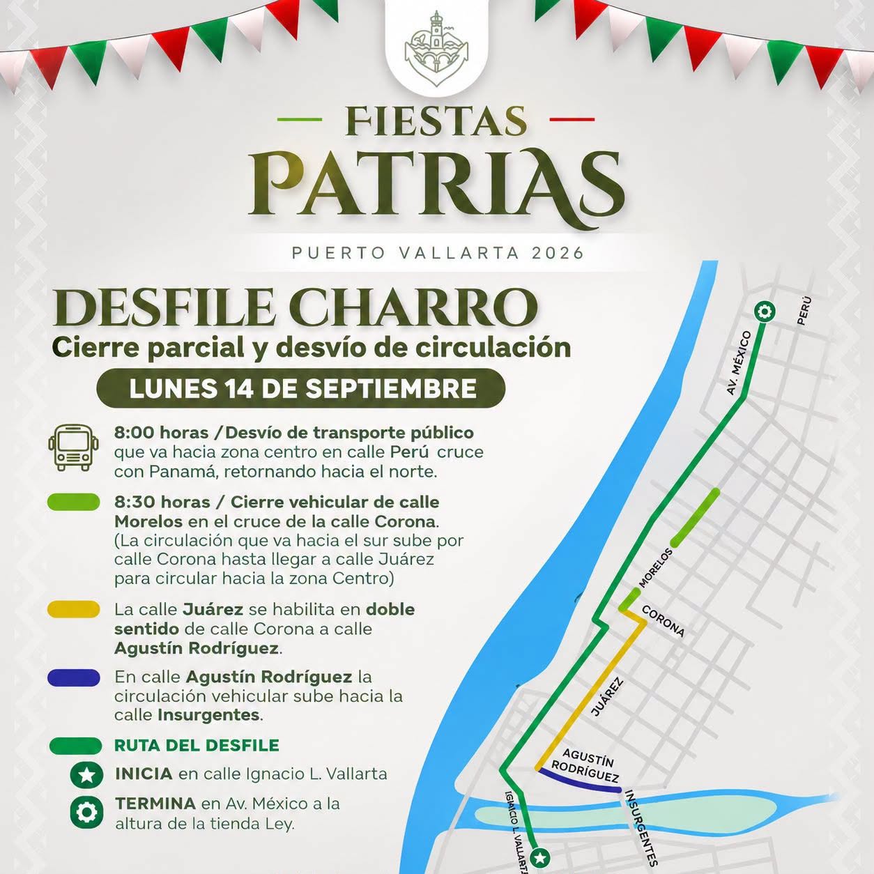 Desfile Charro provocará cierres viales este lunes en el centro de Puerto Vallarta 1 Desfile Charro provocará cierres viales este lunes en el Centro de Puerto Vallarta