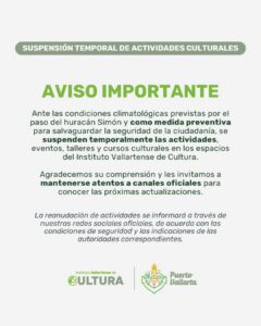 Suspenden actividades culturales, deportivas y comerciales ante la llegada de “Simón” a Puerto Vallarta 1 Suspenden actividades culturales, deportivas y comerciales ante la llegada de “Simón” a Puerto Vallarta