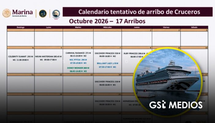 Modifican calendario de cruceros en Puerto Vallarta tras el paso de Trudy; se esperan 17 arribos